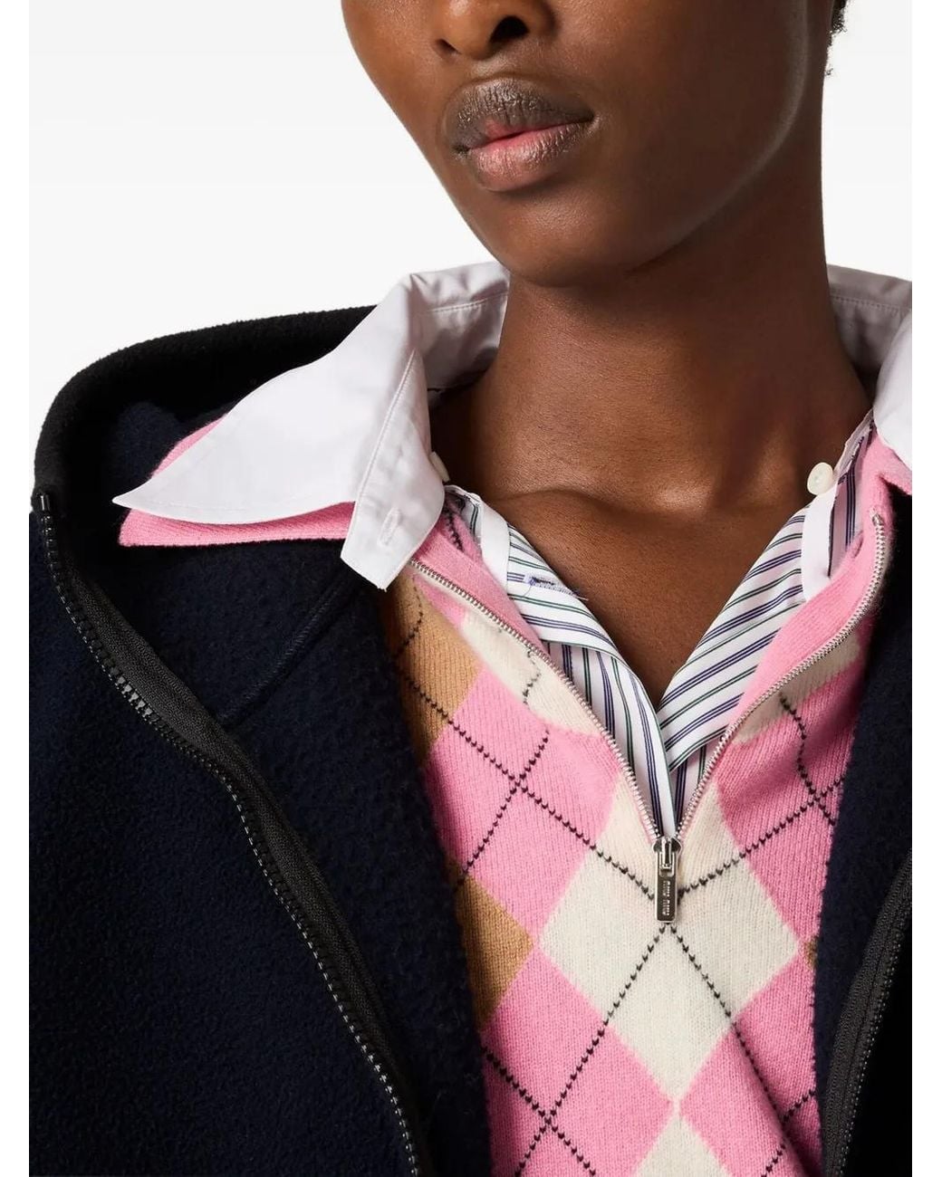 Miu Miu Black Hooded Fleece Zip-Up Jacket