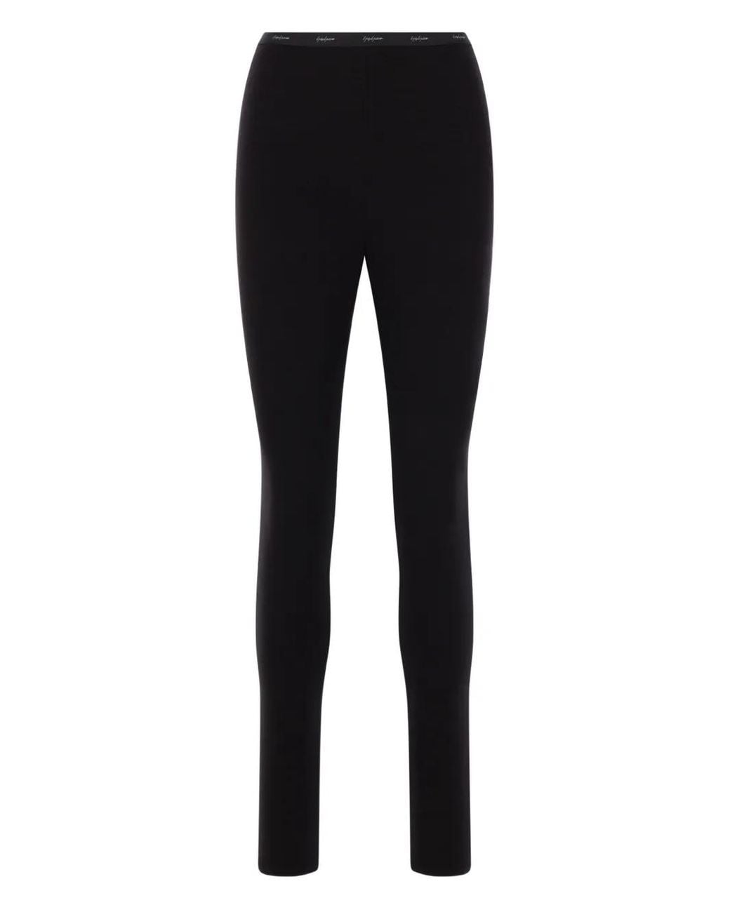 Yohji Yamamoto Black Logo-Waistband Leggings