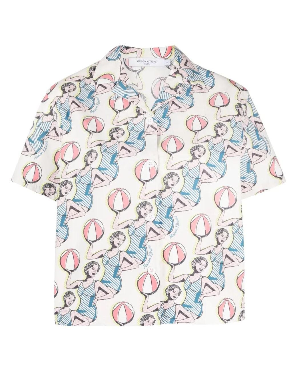 Maison Kitsuné Blouse Met Print in het White