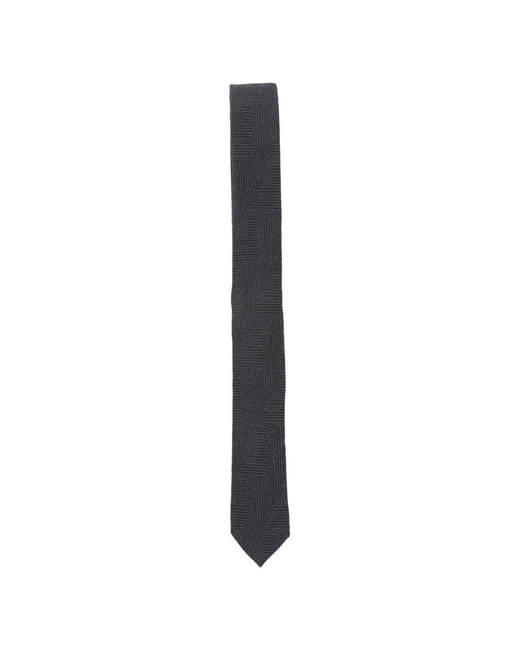 Fendi White Geometric-Pattern Wool Tie for men