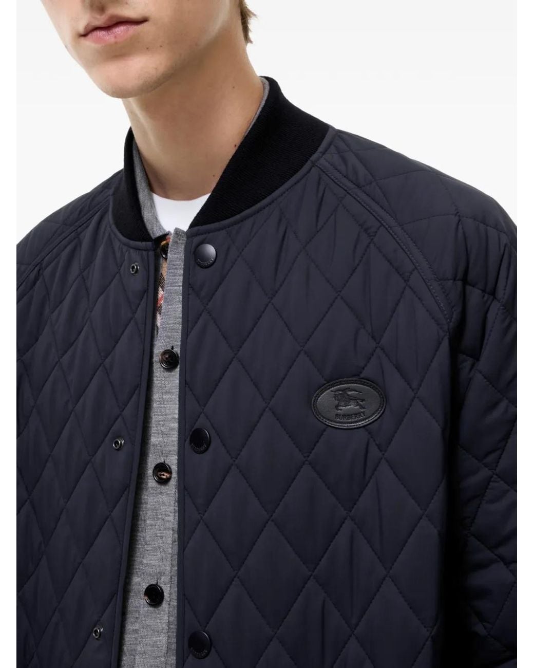 Burberry Blue Quilted Nylon Jacket for men
