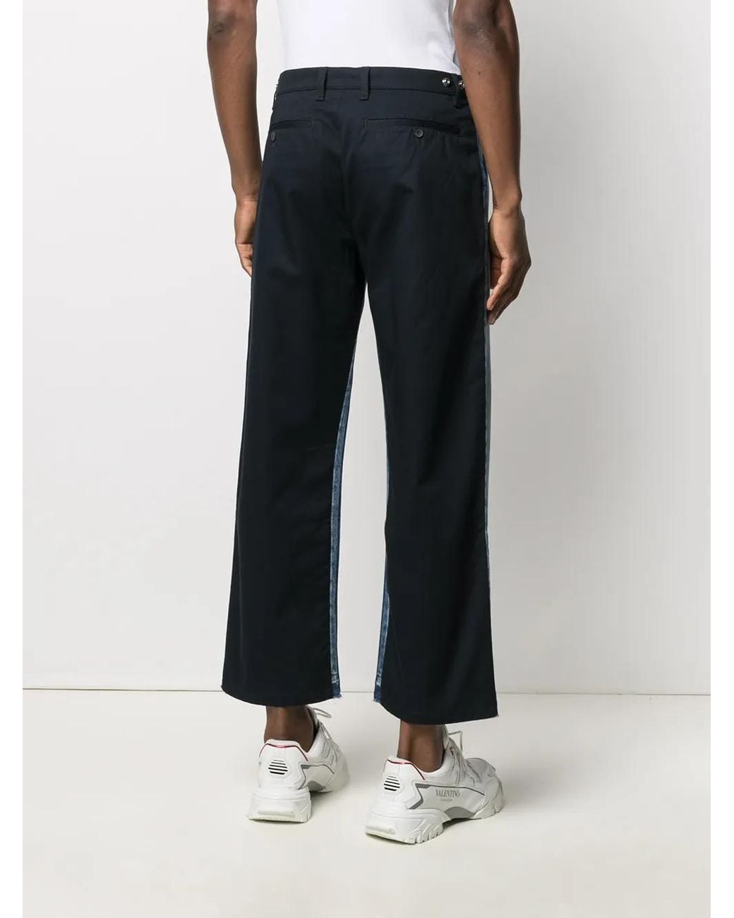 Valentino Garavani Blue Dual Material Denim Trousers for men