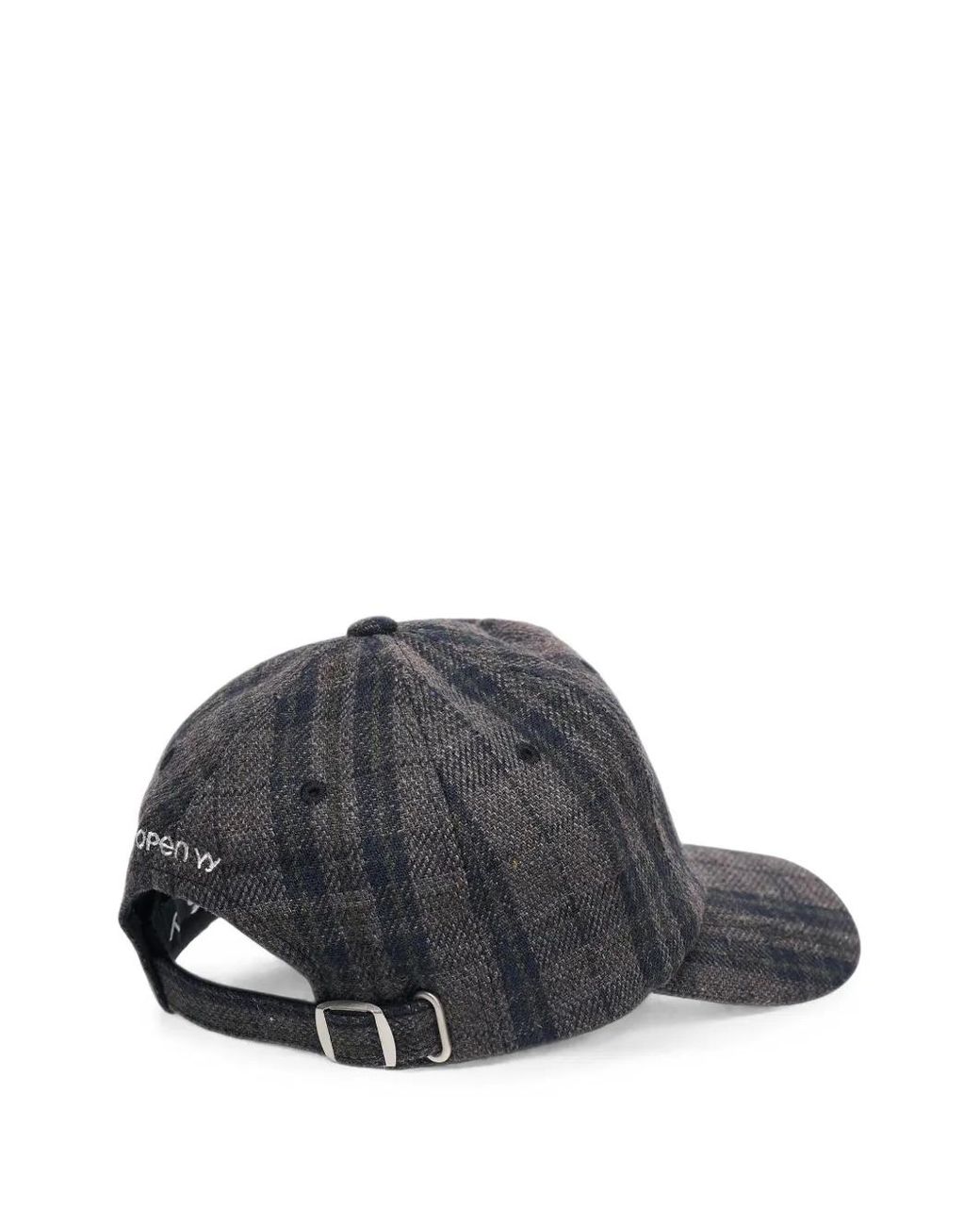 OPEN YY Gray Check-Pattern Logo-Patch Cap
