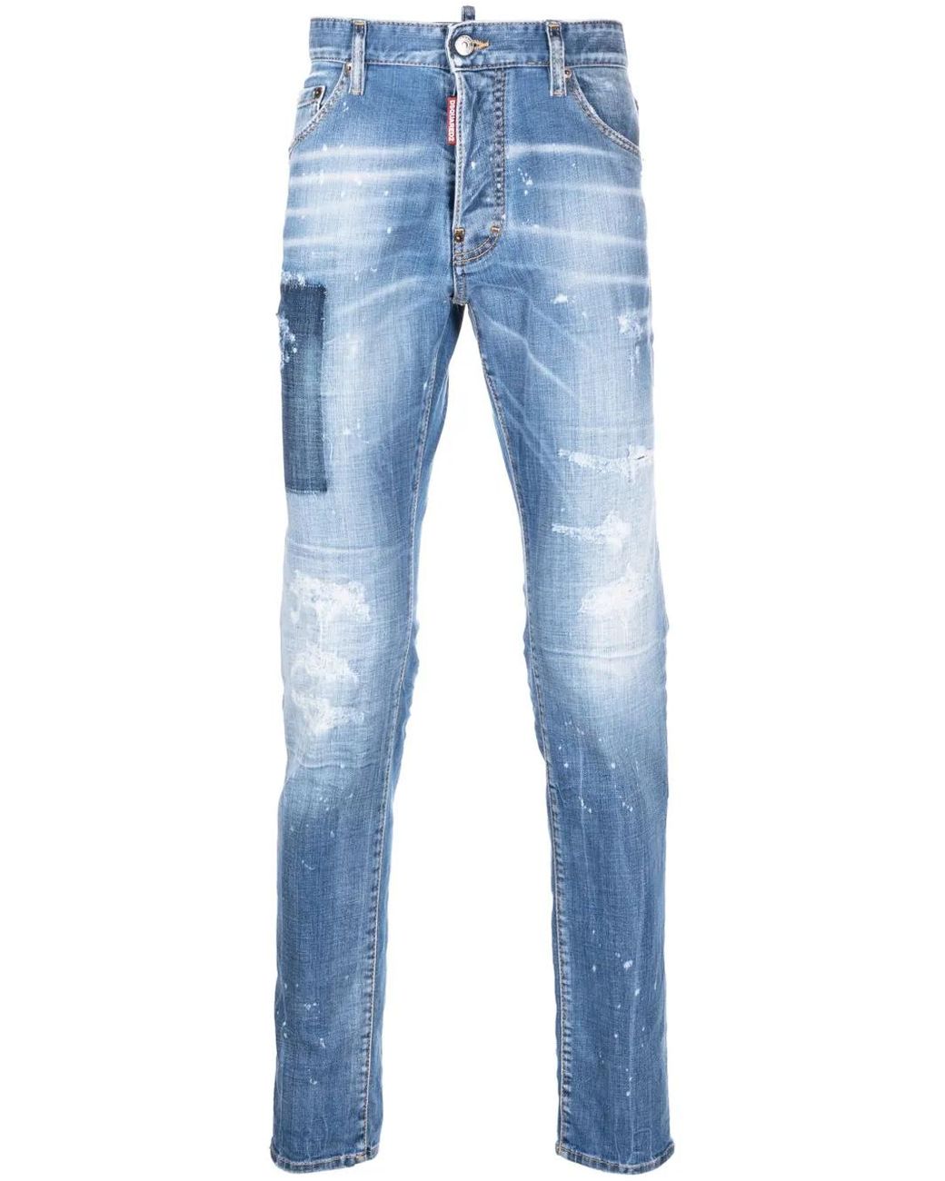Vaqueros Con Logo Estampado Y Efecto Lavado DSquared² de hombre de color Blue