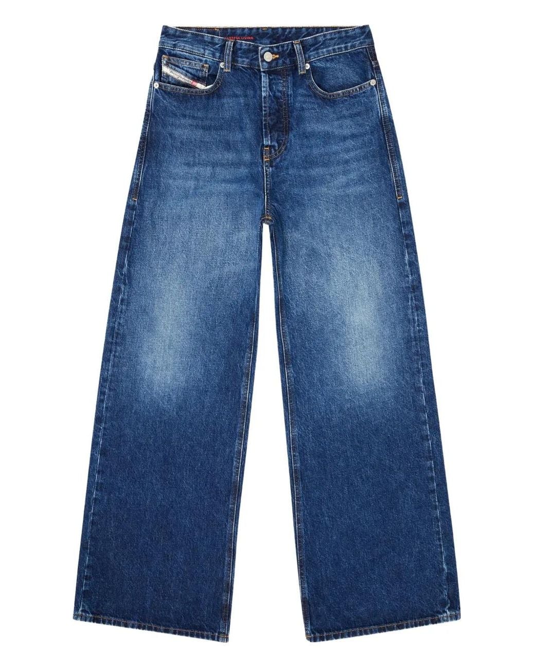 DIESEL Blue Wide-Leg Denim Jeans With Relaxed Fit