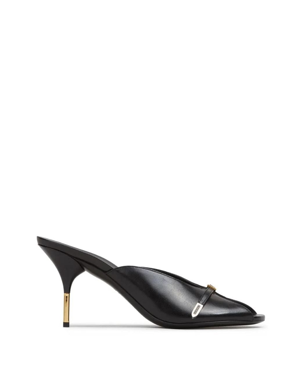 Versace Black Mules Nyx 80 Mm En Cuir