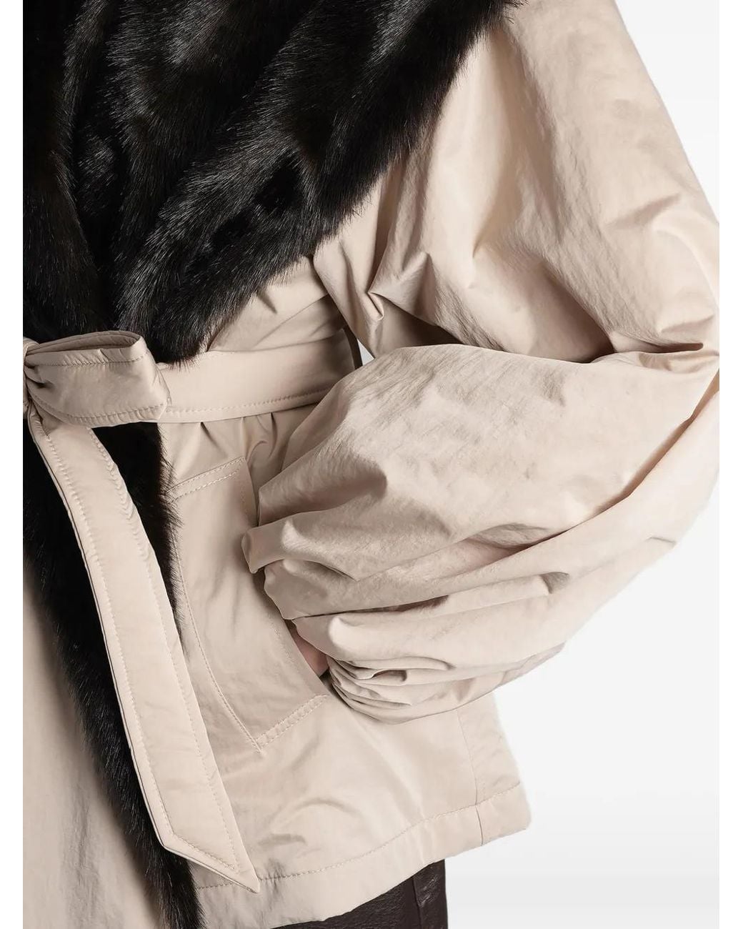 Magda Butrym Black Faux-Fur-Collar Belted Jacket