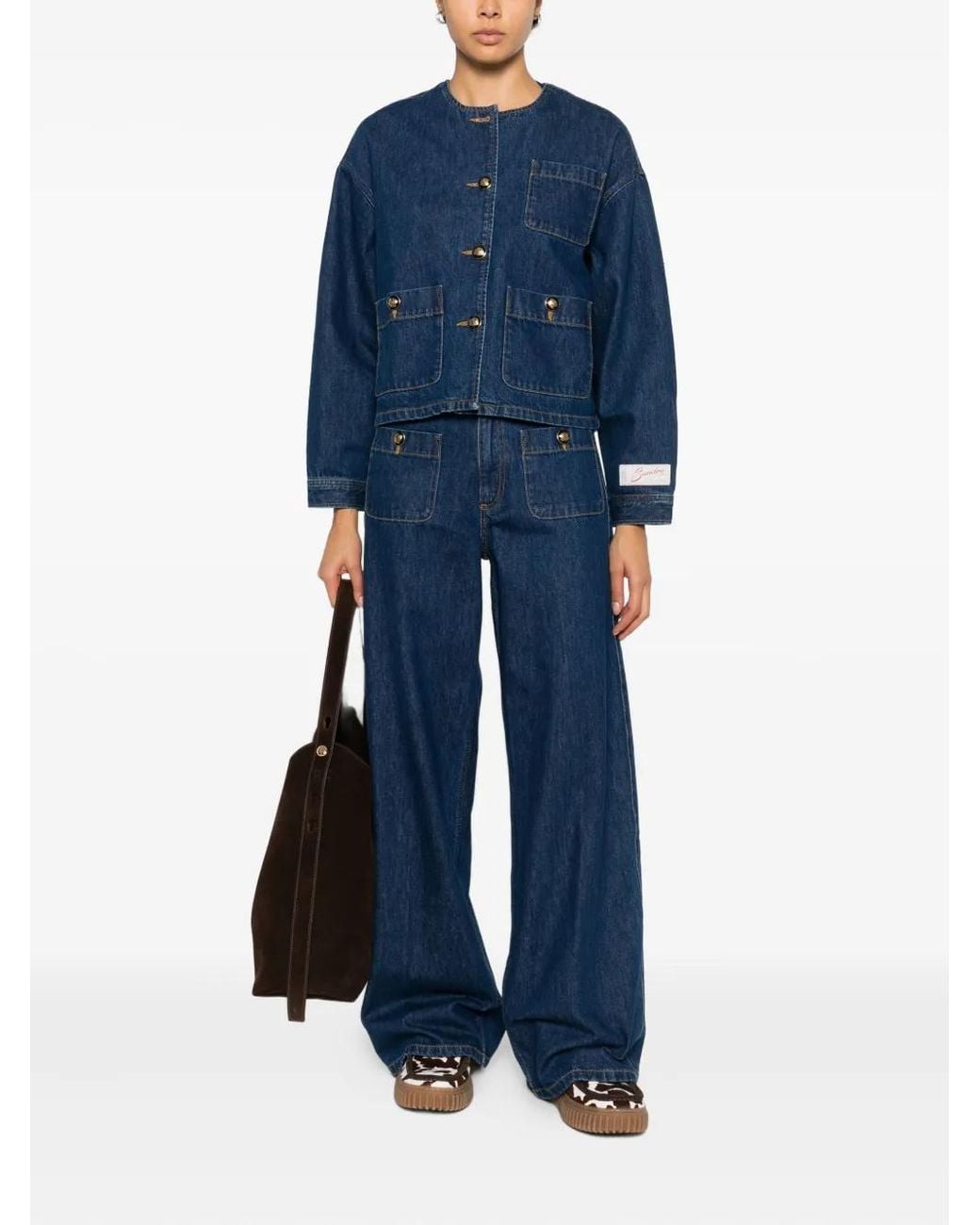 Sandro Blue Patch-Pockets Jeans