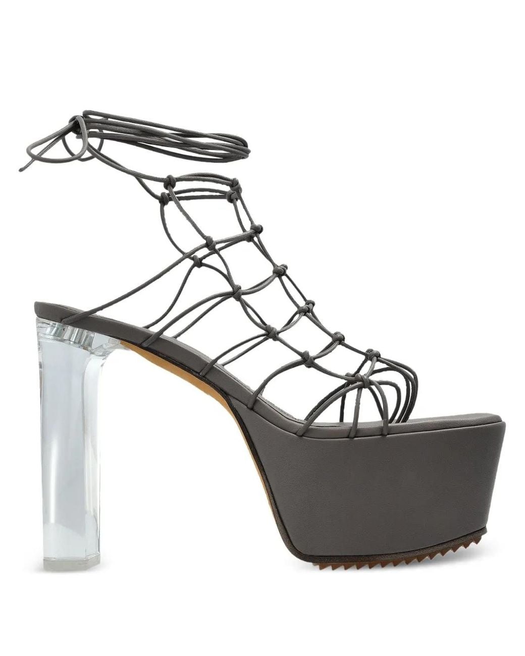 Rick Owens Black Web Platform Leather Heeled Sandals