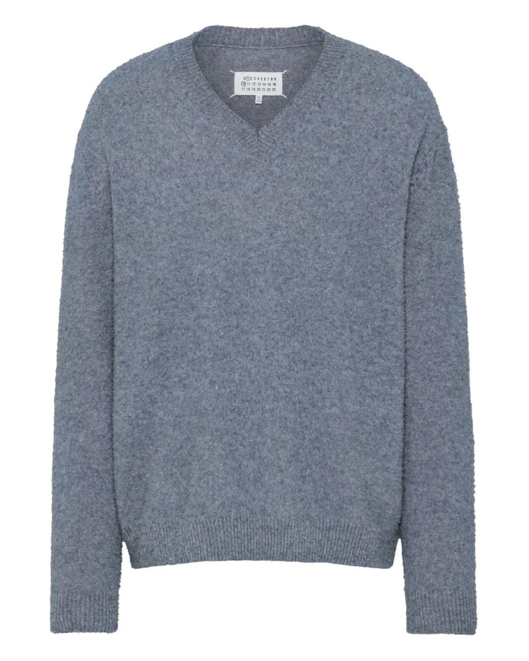 Maison Margiela Blue Four-Stitch V-Neck Sweater for men