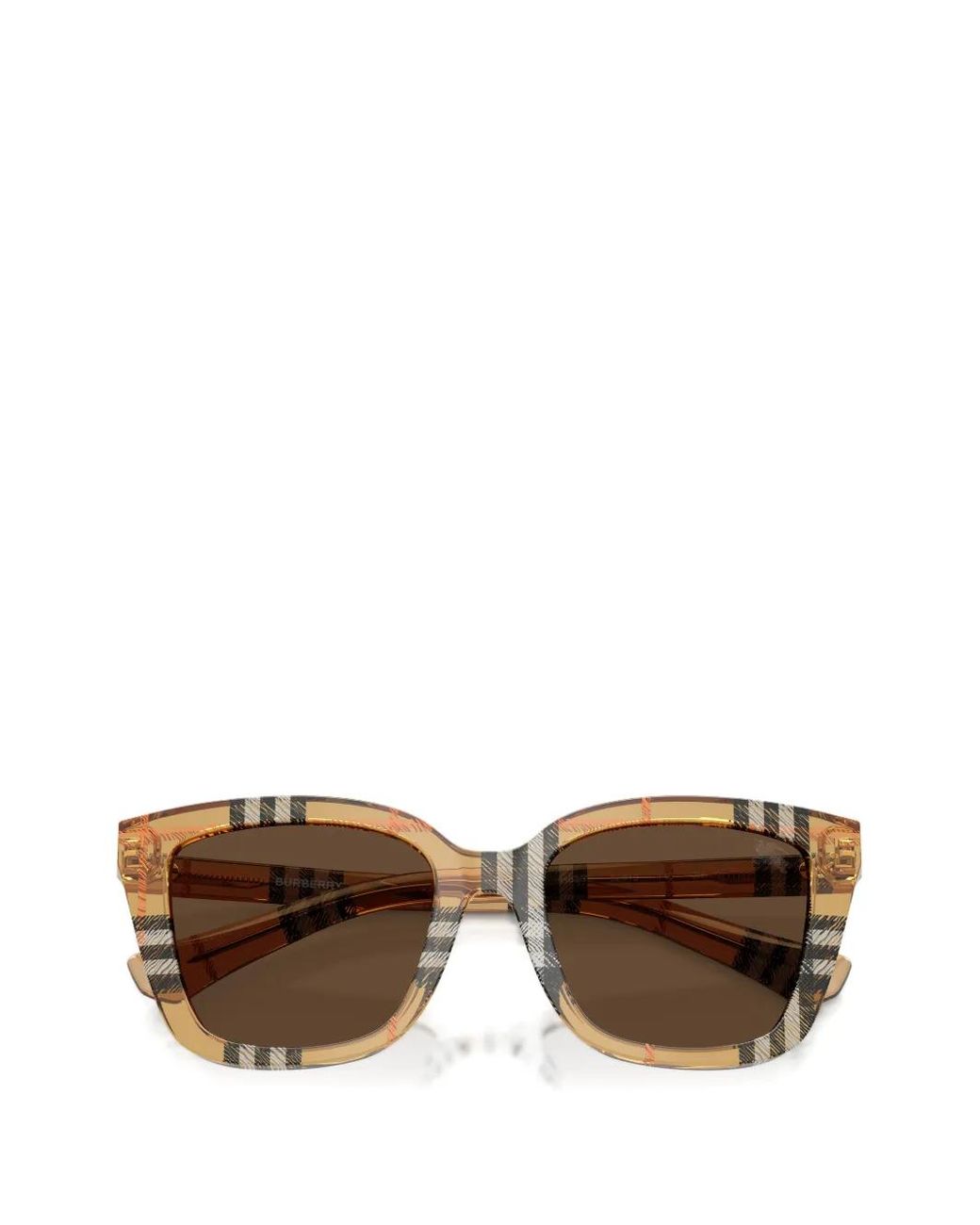 Burberry Brown Square-Frame Checked Sunglasses