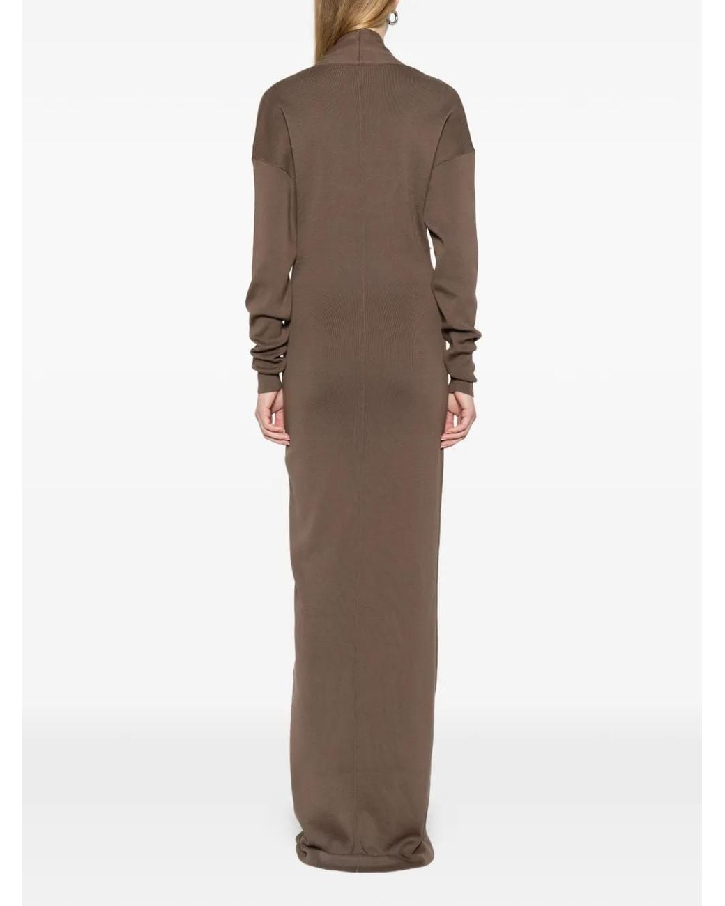 Entire studios Brown Rallel V-Neck Long-Sleeve Maxi Dress