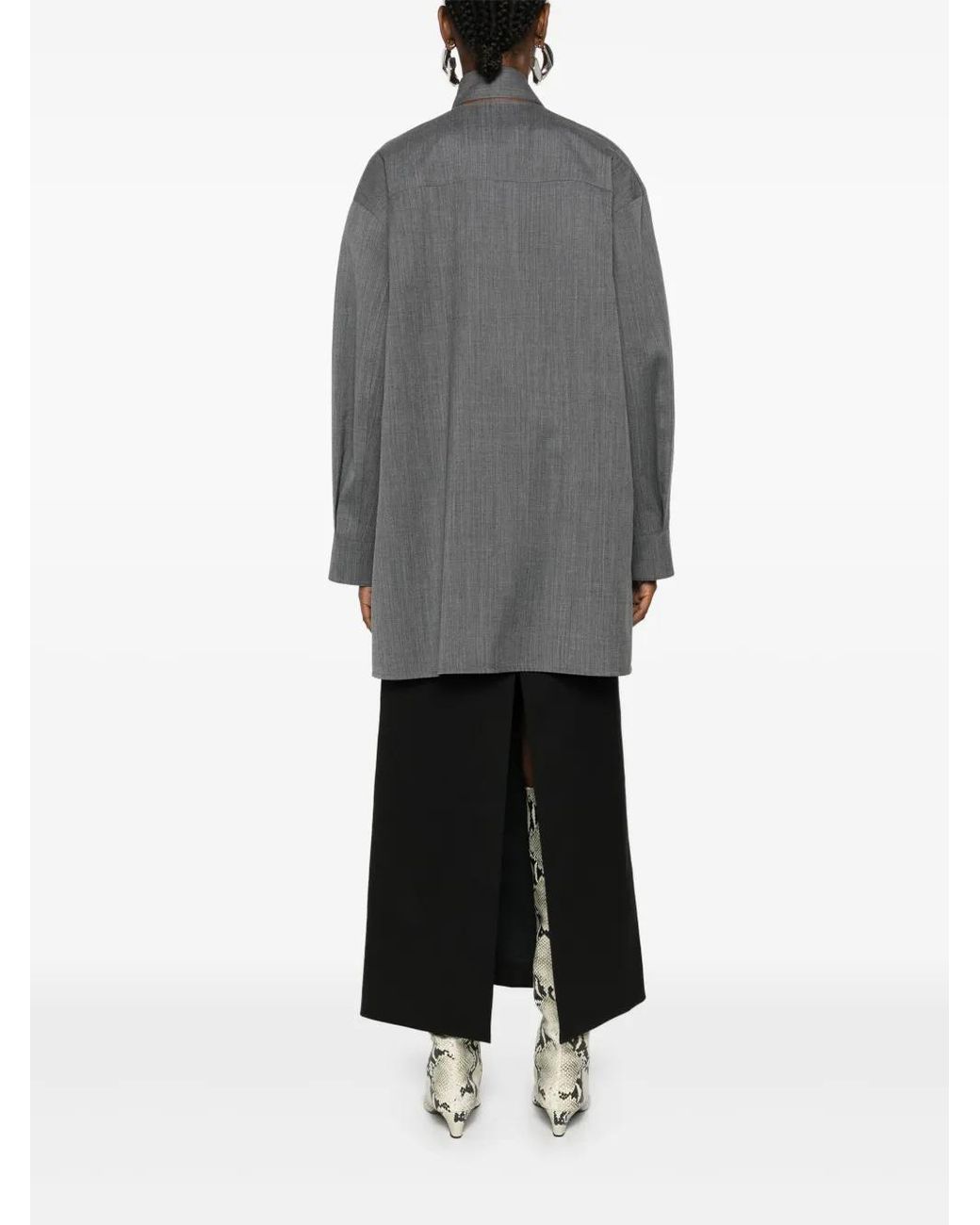 Jil Sander Gray Wool Blouse