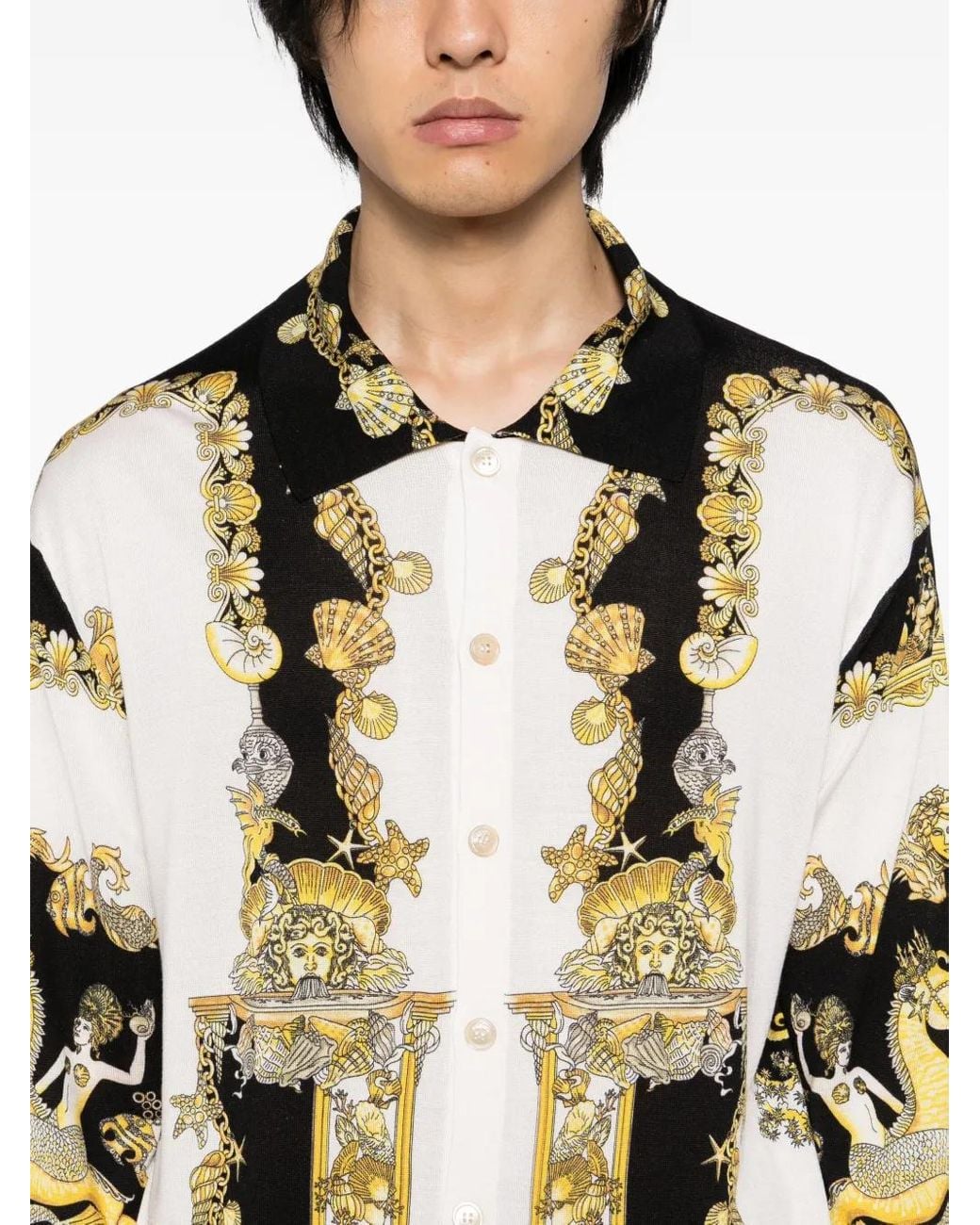 Versace Natural Shirt With 'Coral Theatre' Print for men
