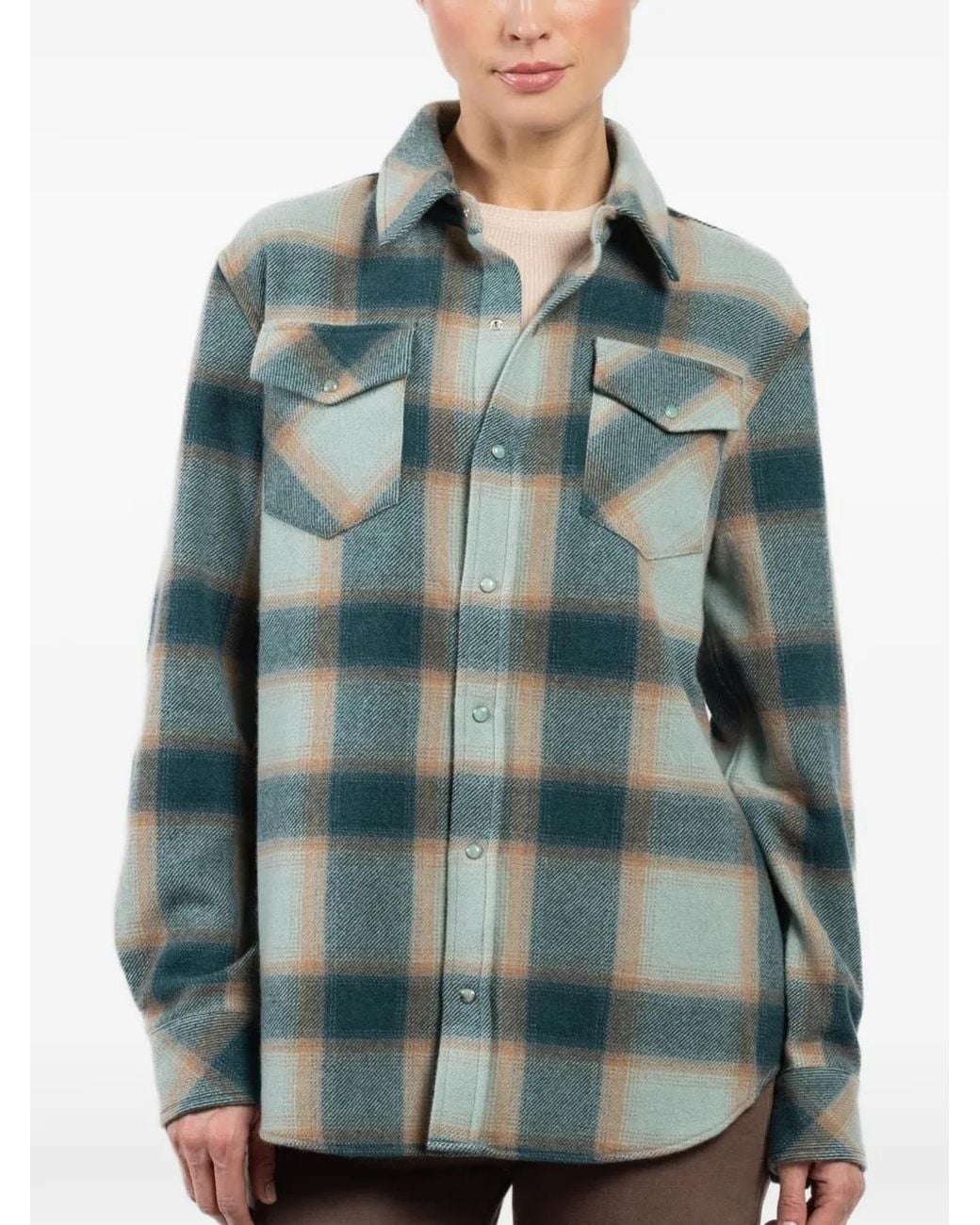 God's True Cashmere Blue Plaid Cashmere Shirt