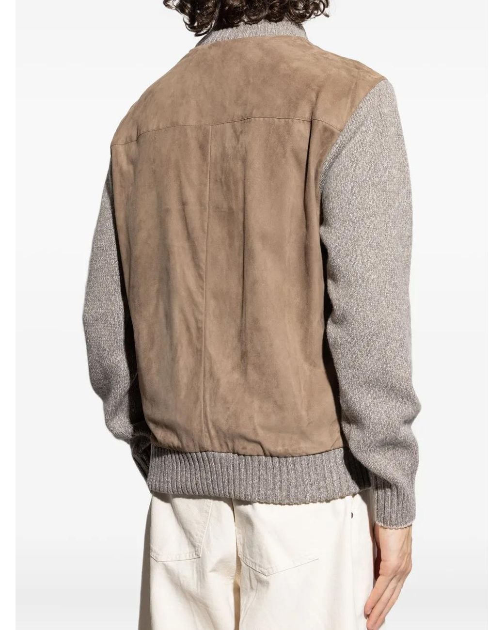 Paul & Shark Natural Suede Wool-Paneled Bomber Jacket for men