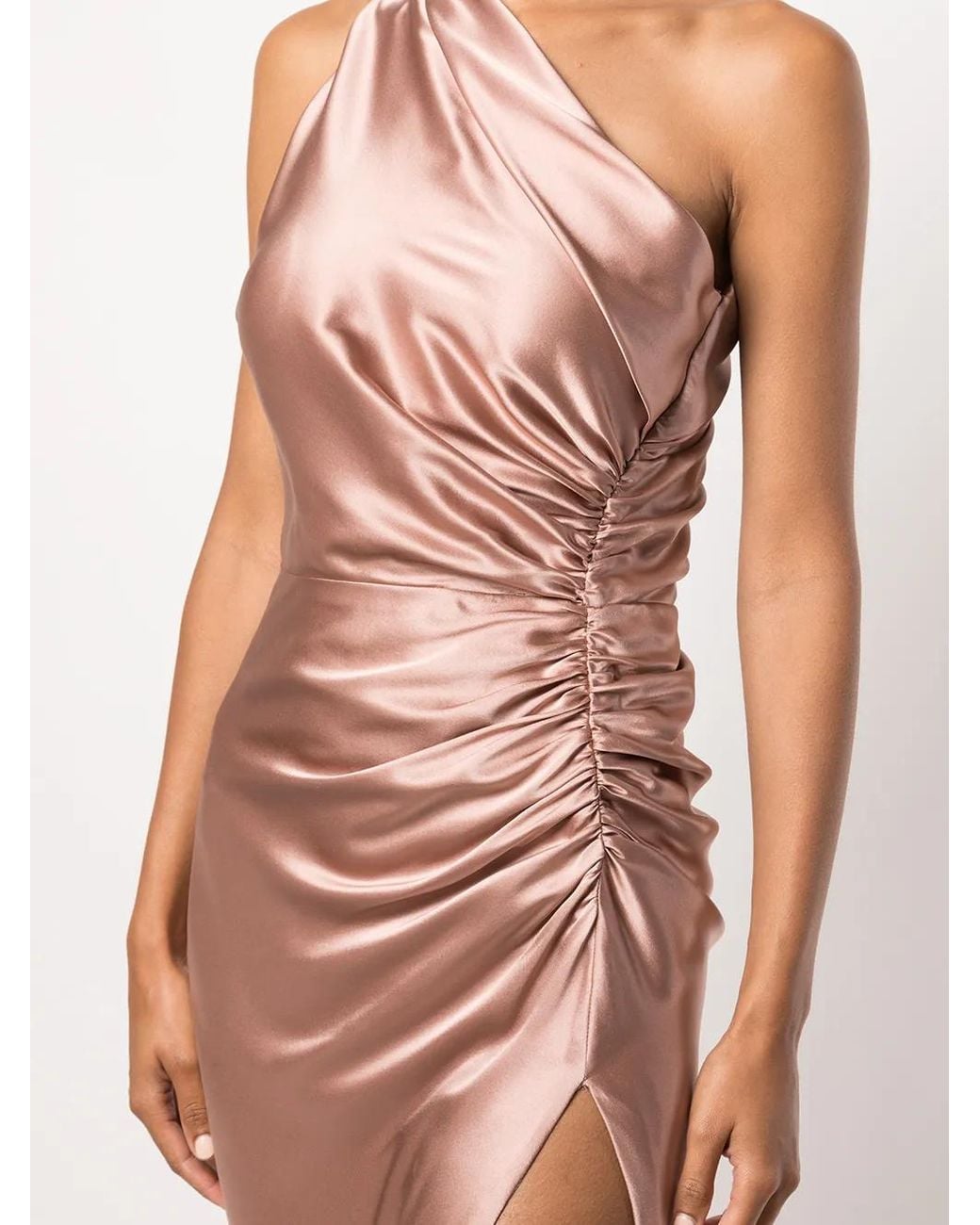 Michelle Mason Multicolor One-Shoulder Silk Gown