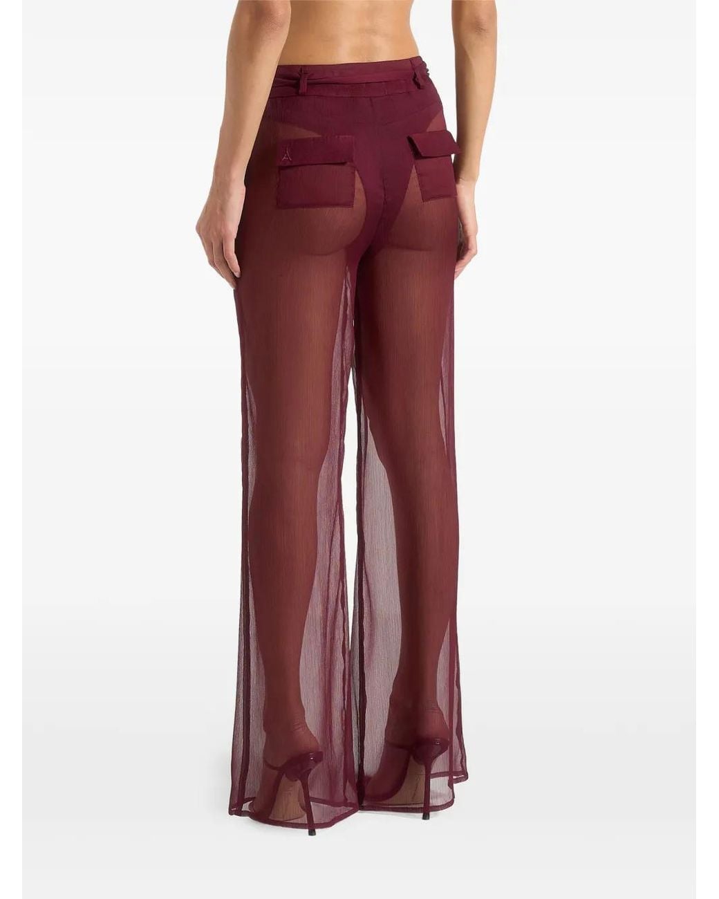 Manière De Voir Red Sheer Belted Trousers