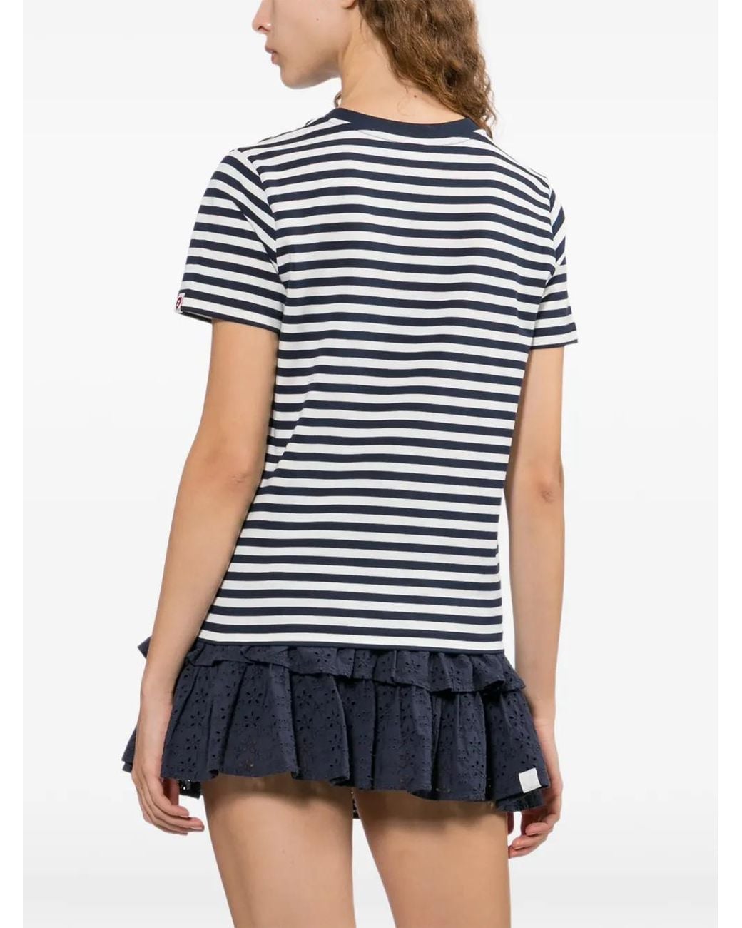 AAPE BY A BATHING AP Blue Striped Heart-Patch T-Shirt