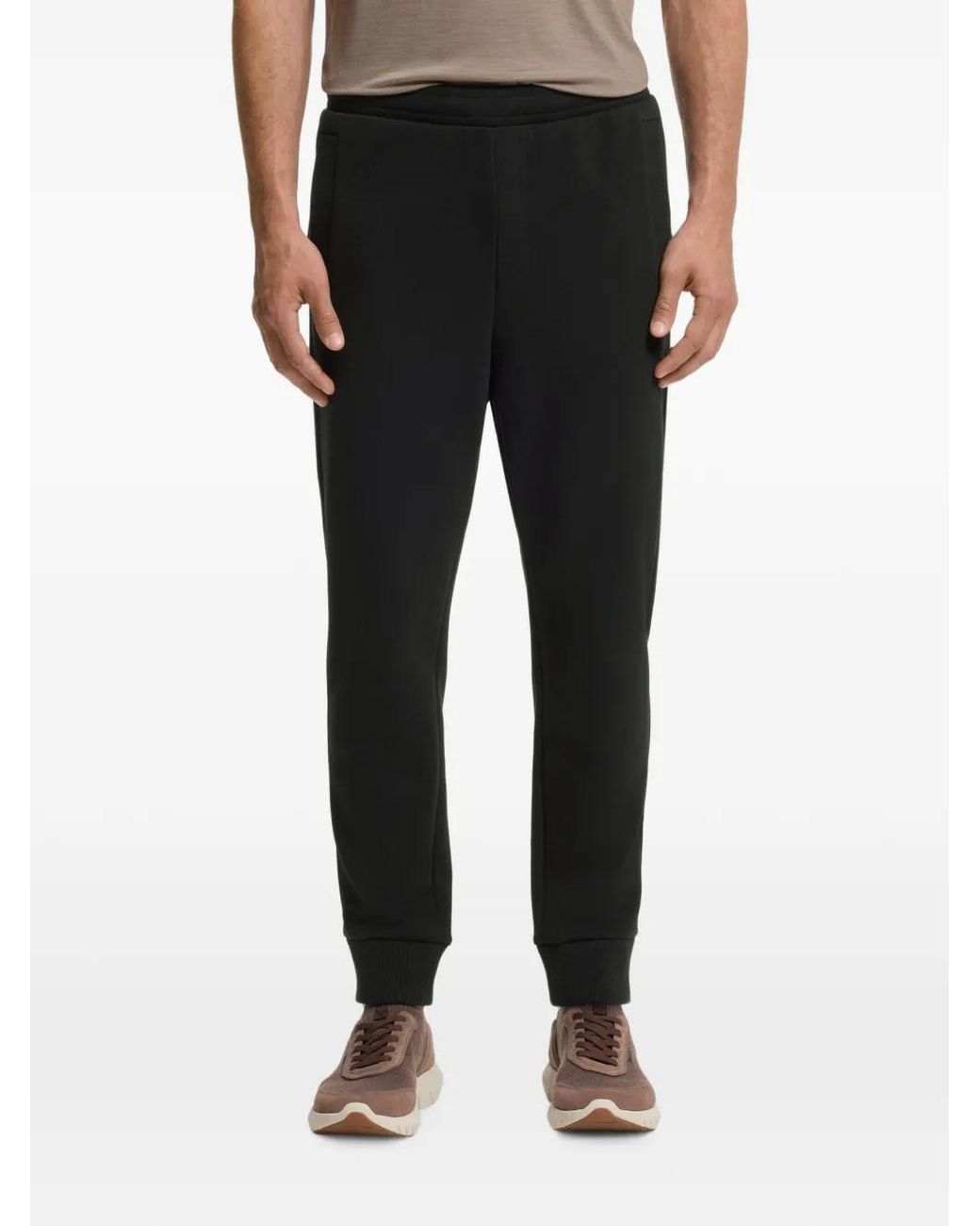 Boss Black Cotton-Blend Sweatpants With Embroidered Logo for men