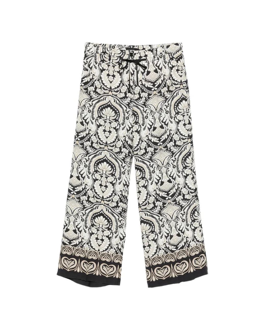 Cambio White Adrienne Baroque-Print Trousers