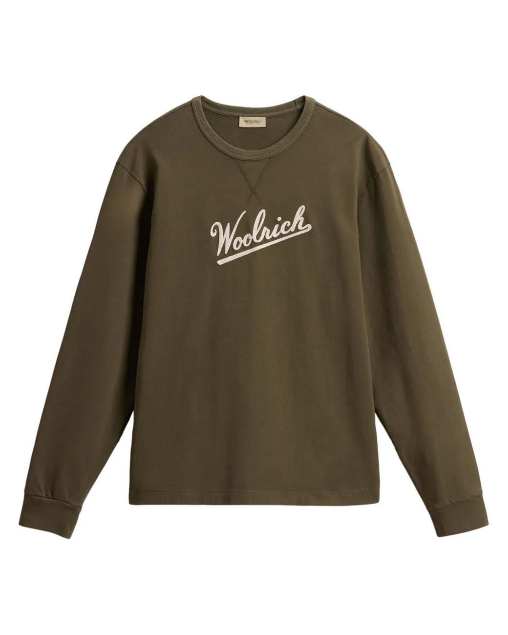 Woolrich Green Embroidered-Logo Cotton T-Shirt for men