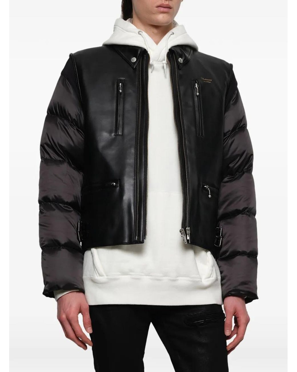 Undercover Black Quilted-Sleeve Panelled Jacket for men