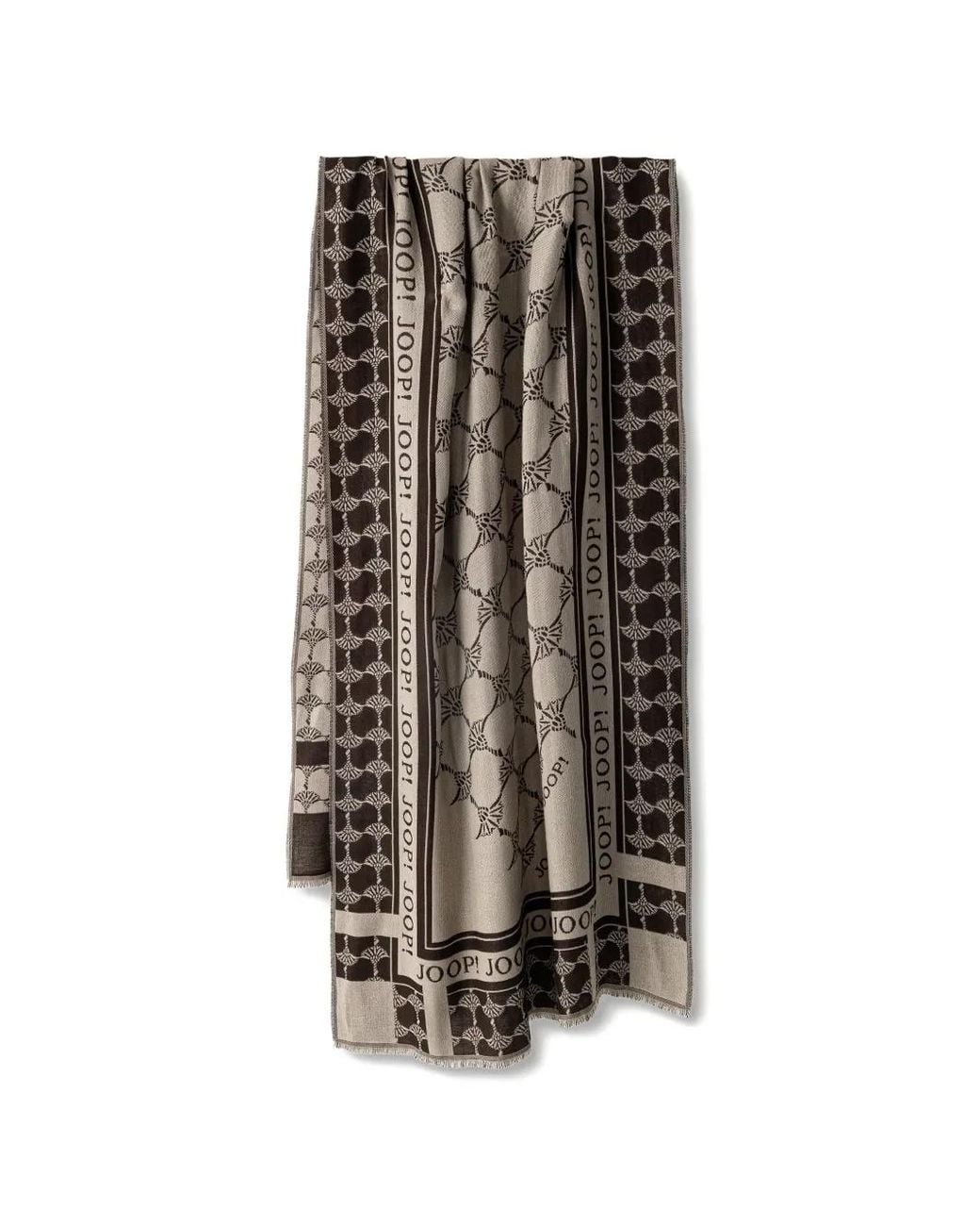 Joop! Natural Cornflower-Pattern Fringed Scarf
