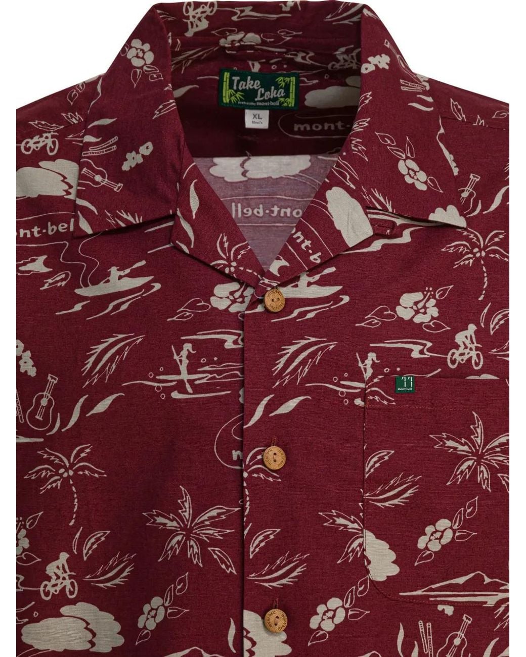 Montbell Red Printed Short-Sleeve Shirt for men
