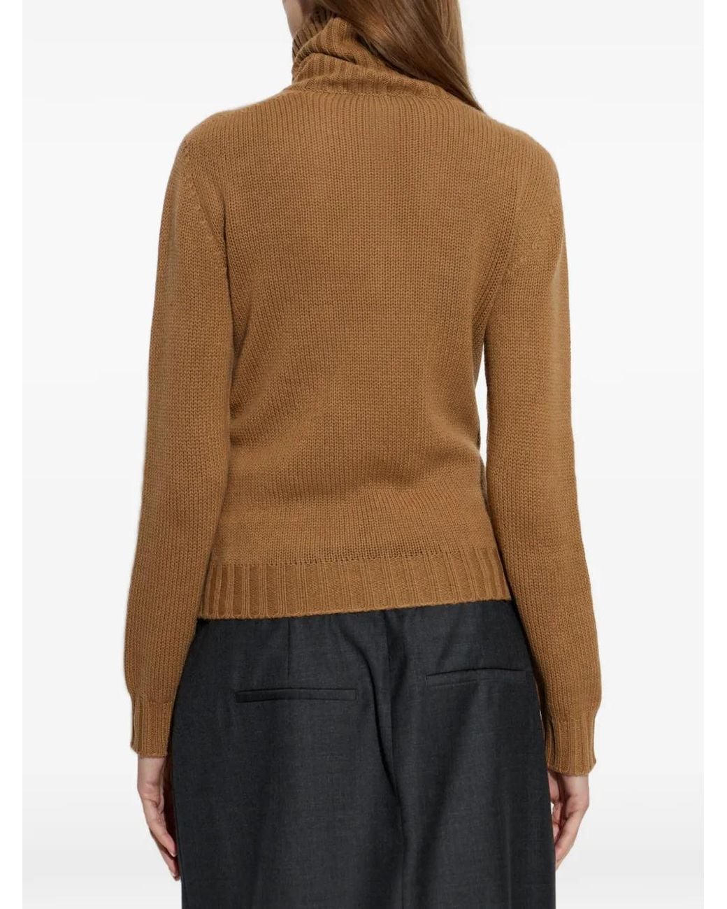 Fabiana Filippi Brown Ribbed-Knit Cashmere Sweater