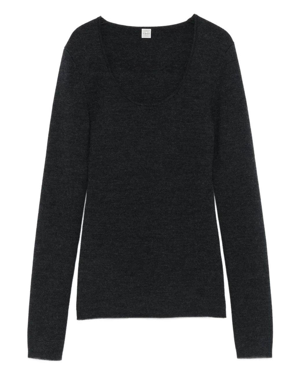 Totême Black Scoop-Neck Long-Sleeve Knit Top