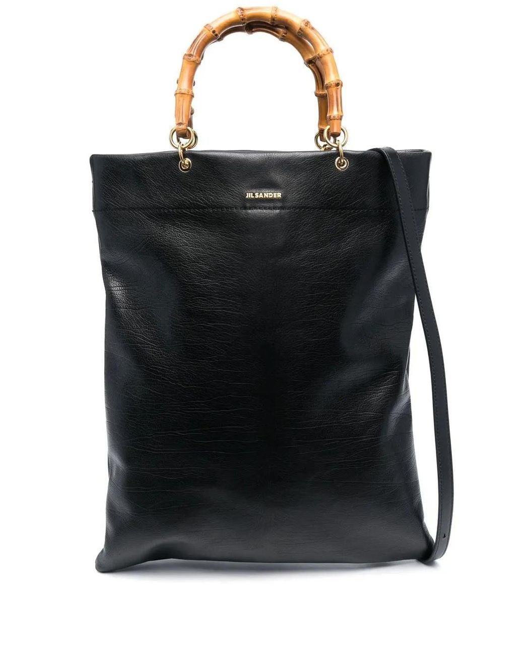 Jil Sander Black Tote Bag With Bamboo Handles