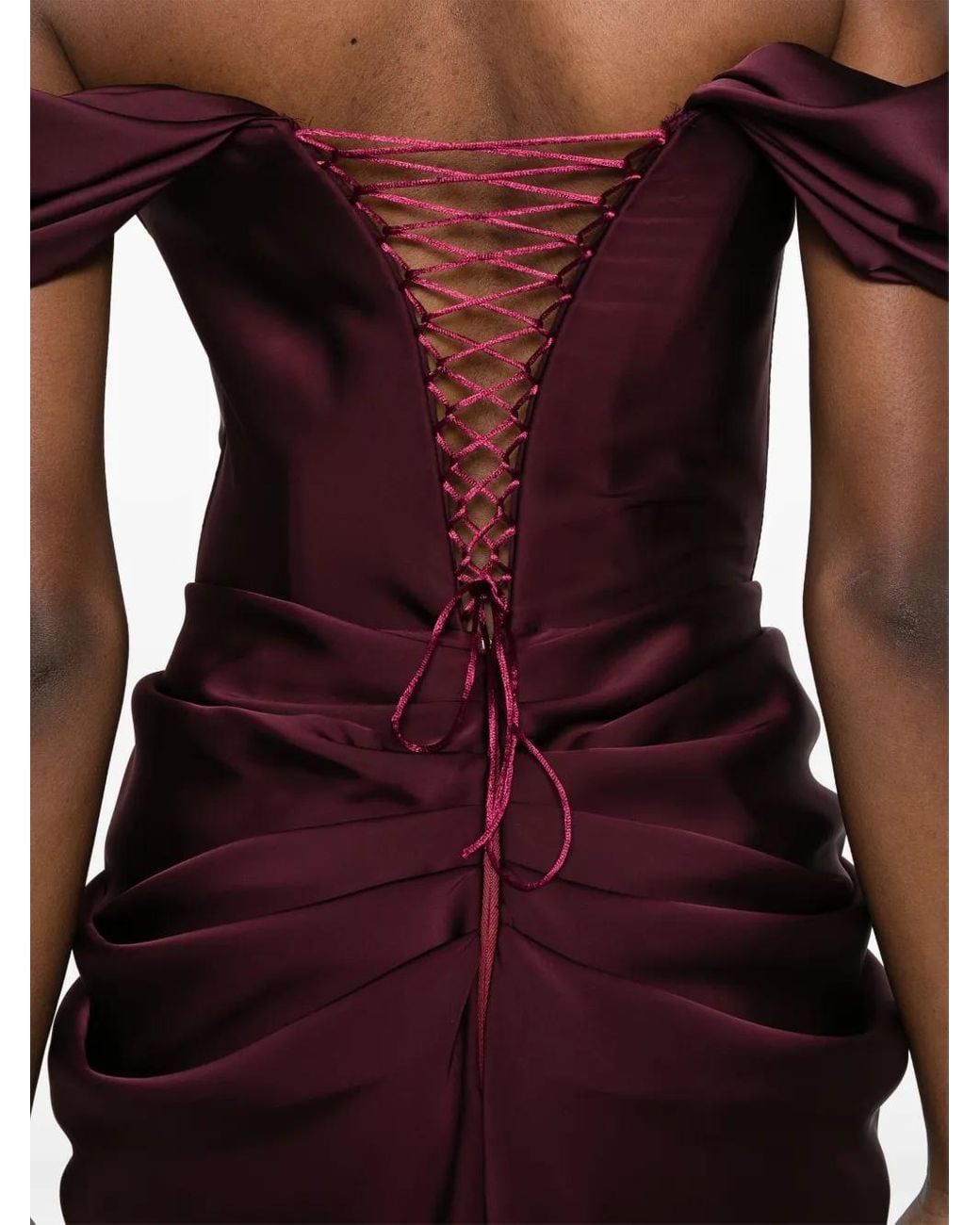 Ana Radu Purple Drape-Detail Maxi Dress