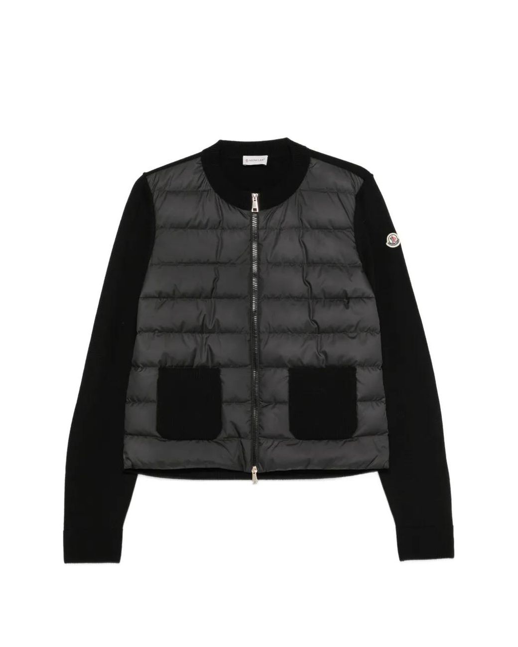 Moncler Black Veste Matelassée À Patch Logo