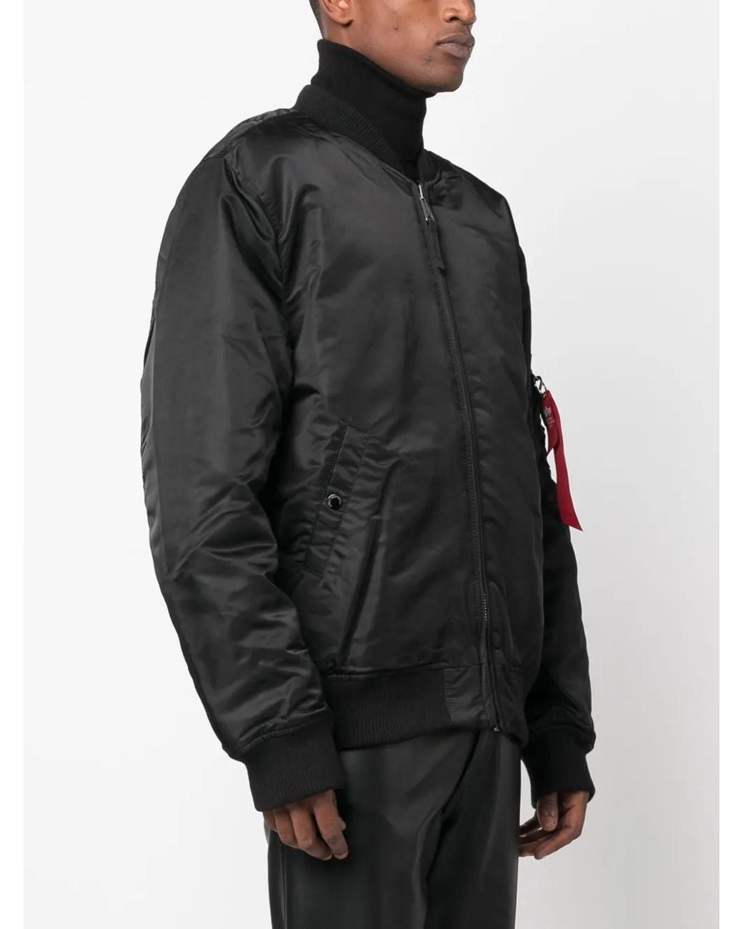 Alpha Industries Black Embroidered-Design Bomber Jacket for men