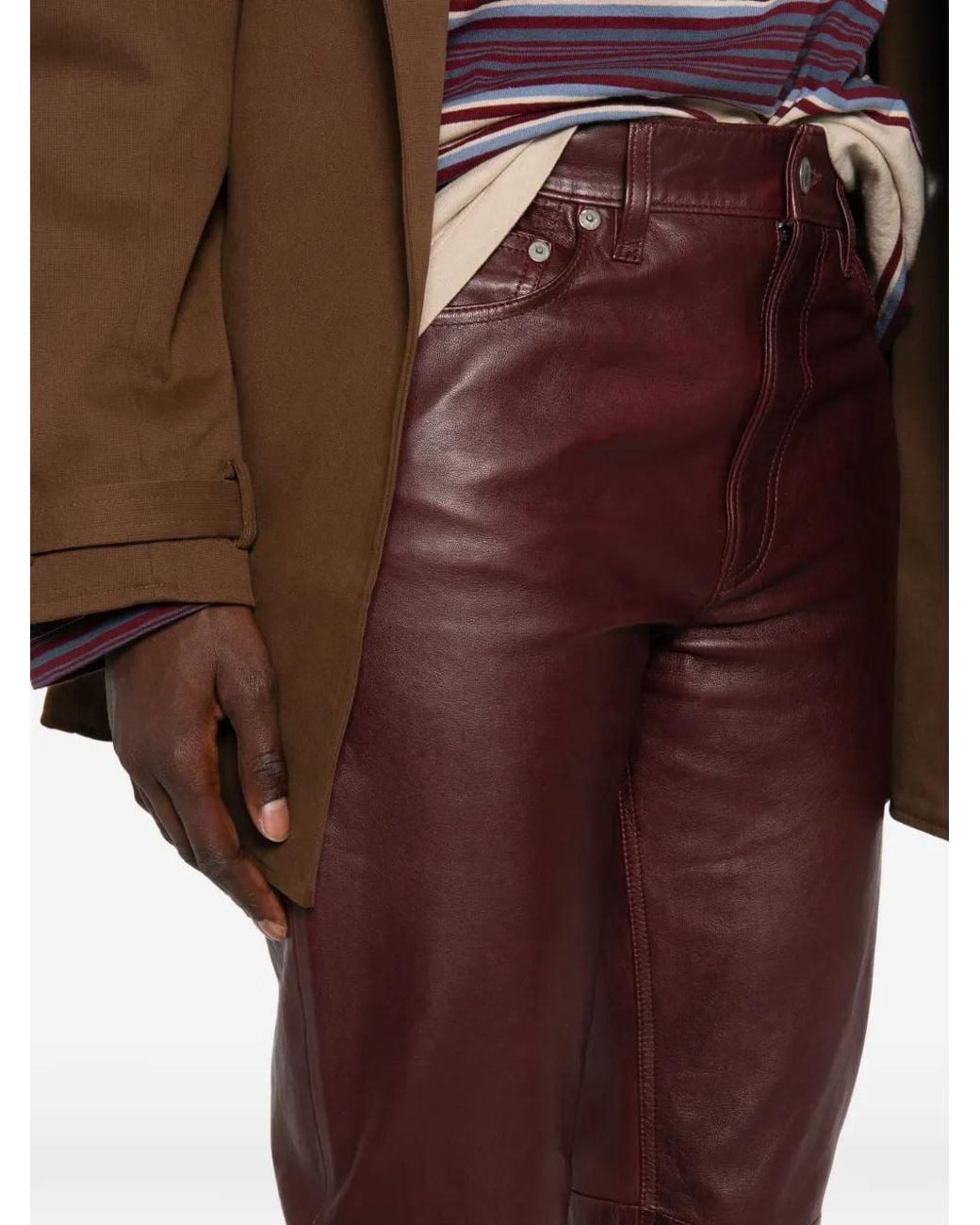 Polo Ralph Lauren Red Leather Wide-Leg Trousers