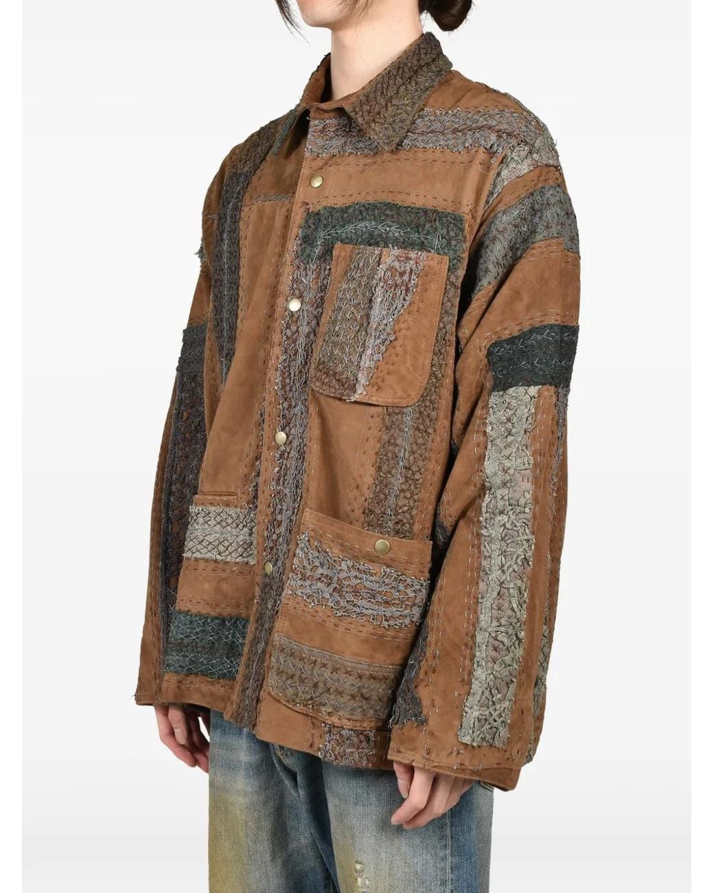 Giacca Con Design Patchwork di By Walid in Brown da Uomo