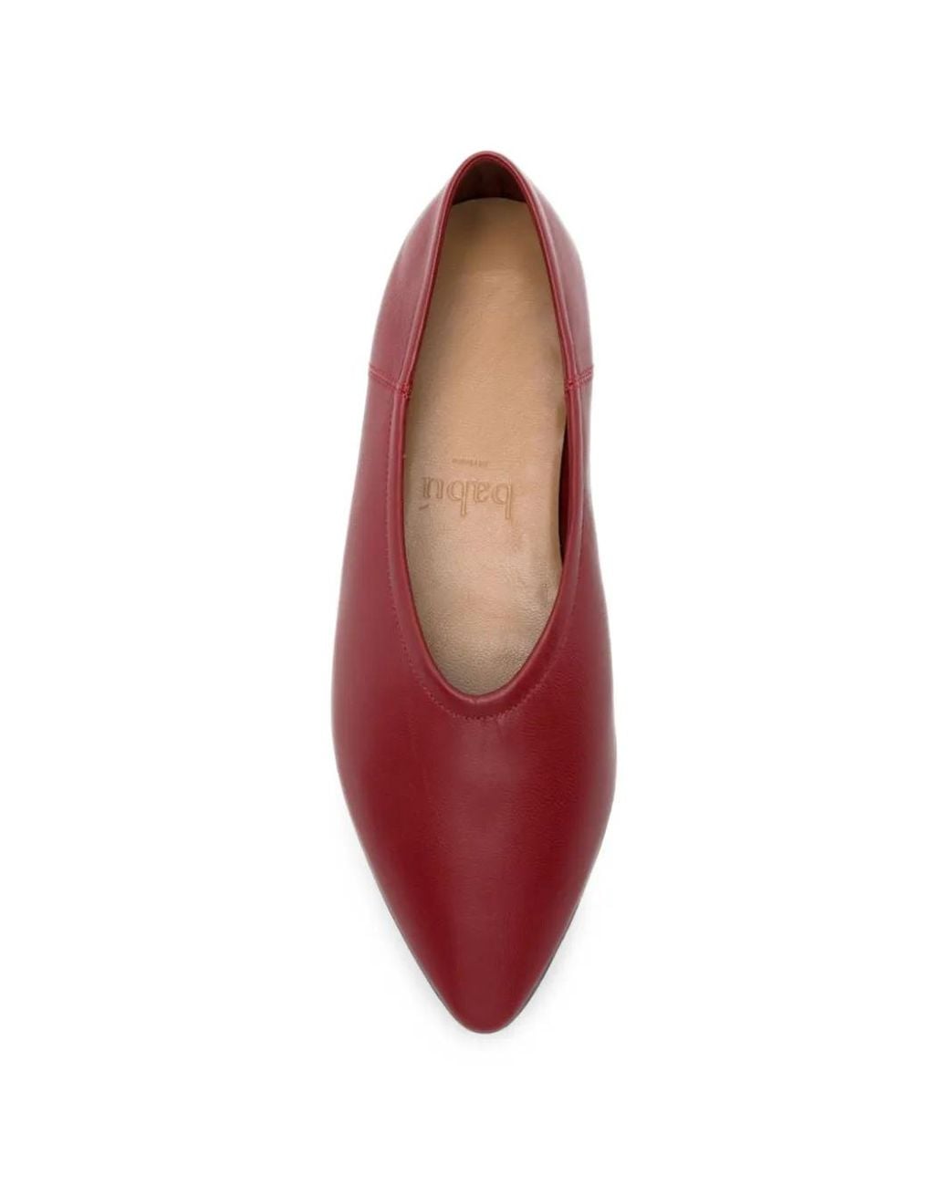 babú Milano Red Lipstick Pointed-Toe Leather Ballet Flats