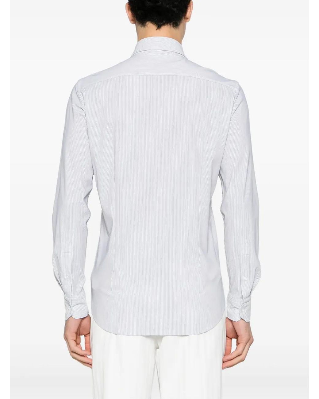 Dell'Oglio White Striped Spread-Collar Shirt for men