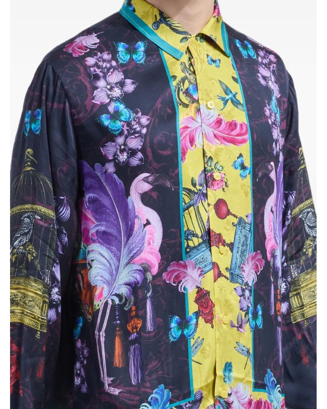 Versace Jeans Couture Blue Graphic-Print Shirt for men