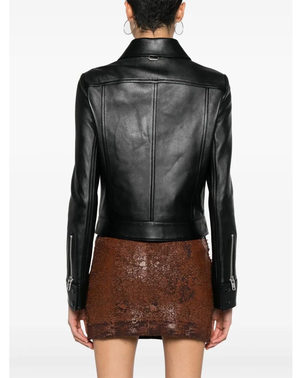 Courreges Black Iconic Zip-Up Leather Jacket
