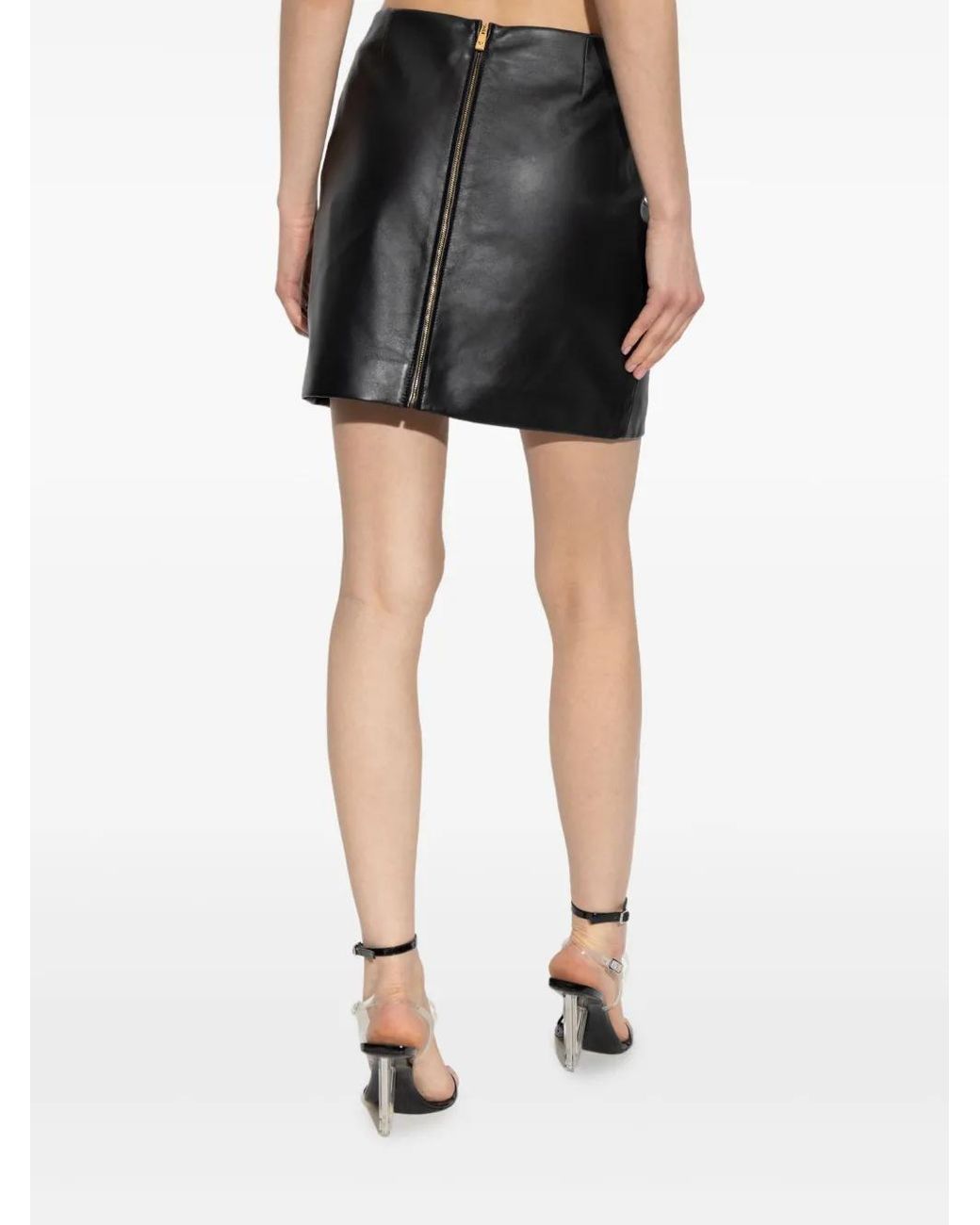 Versace Zwarte Leren Minirok in het Black