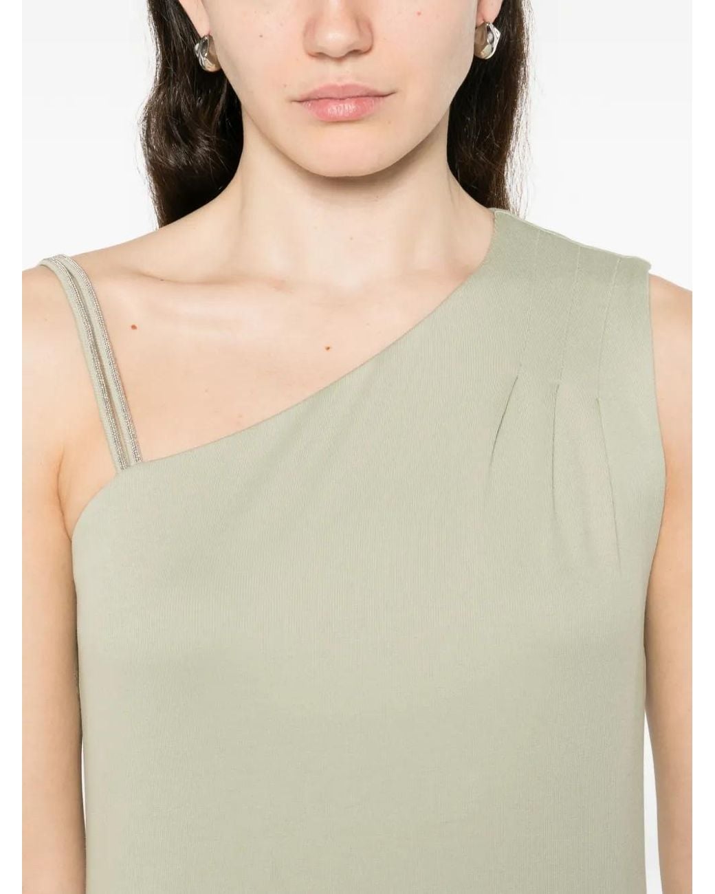 Panicale White One-Shoulder Embellished Midi Dress