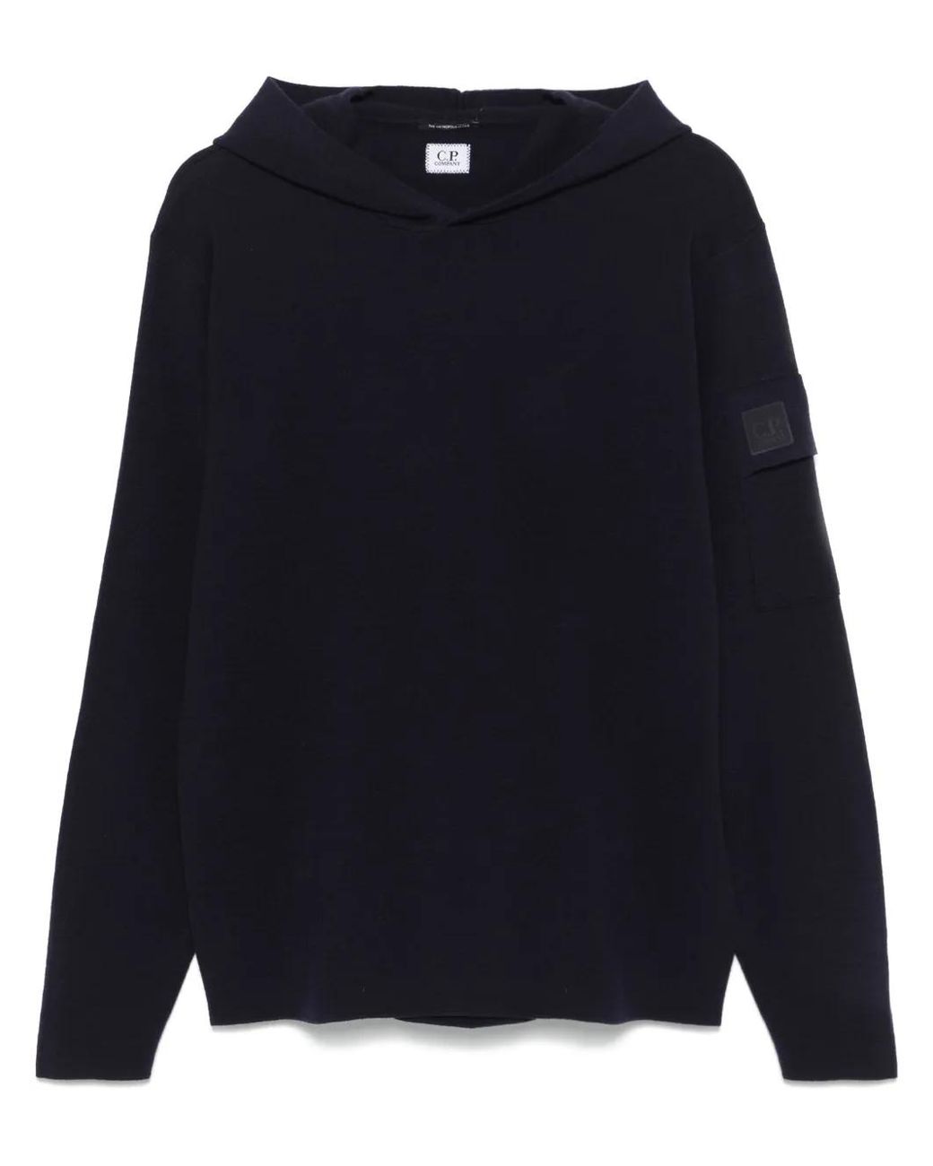 C P Company Blue Metropolis Series Extra Fine Merino Wool Hooded Sweatshirt Clothing for men