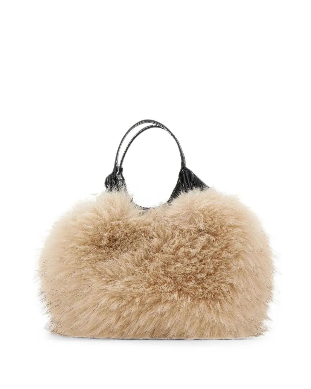 Gianni Chiarini Natural Small Dua Faux-Fur Trim Tote Bag