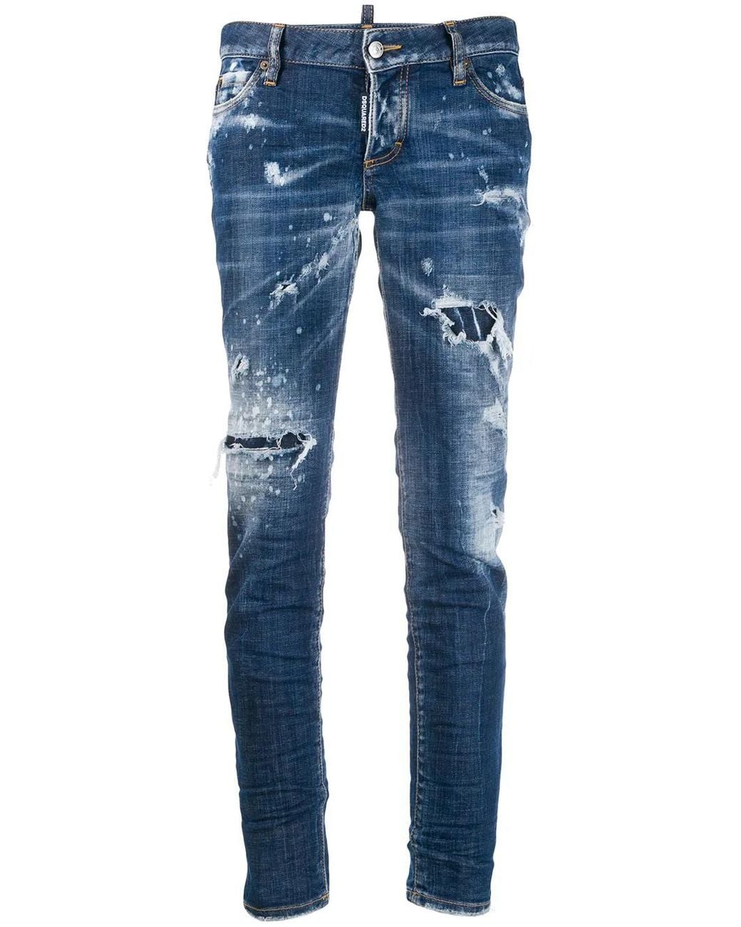 DSquared² Blue Distressed Slim-Fit Jeans