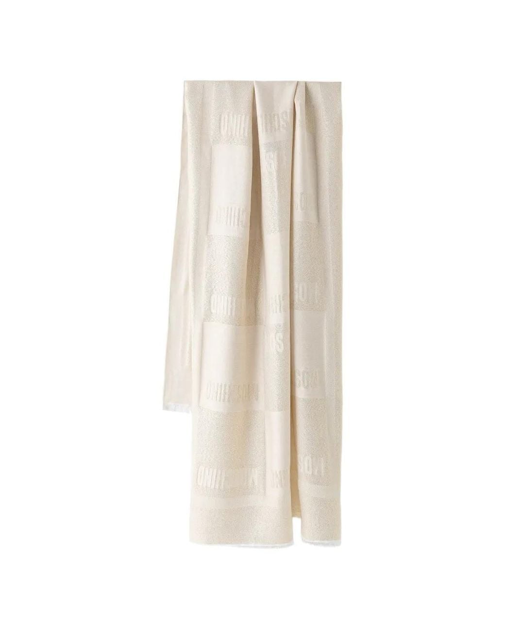 Moschino White Logo-Jacquard Fringed Scarf
