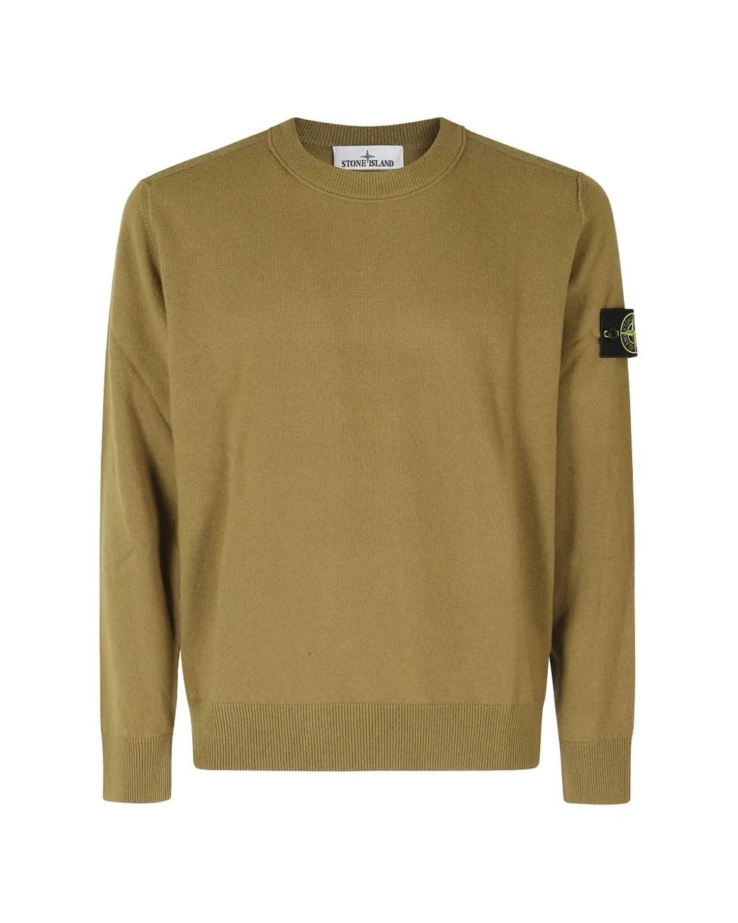 Stone Island Green 5100021 Logo-Patch Wool Sweater for men