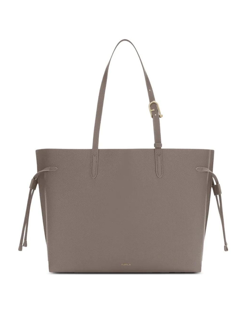 Furla Gray Large Ava Leather Tote Bag