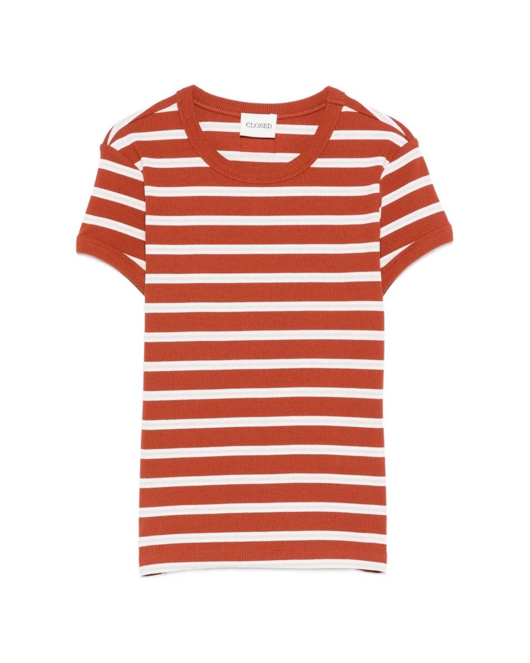Closed Red Striped Rib-Knit T-Shirt